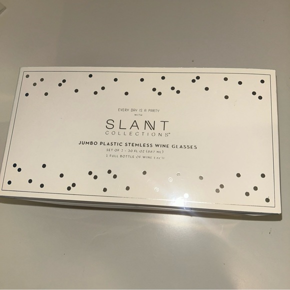 SLANT Collection Wife of the Party Plastic Wine Stemless 2 Glasses 30oz M112 NWT - Picture 2 of 5